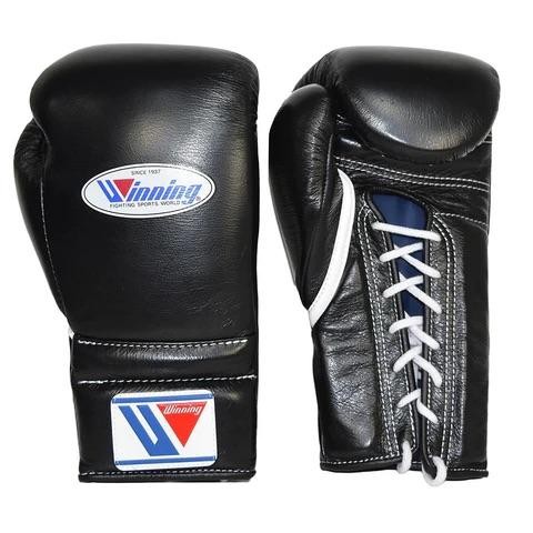 Winning Pro Boxing Gloves - Lace Up Black (Made in Japan)