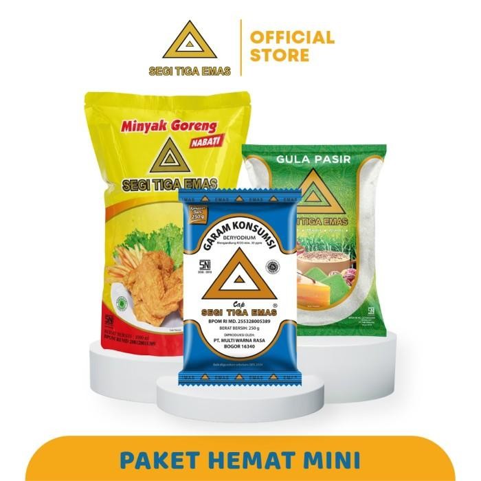 

Pilihan- Paket Hemat Mini Segi Tiga Emas ( Garam 250Gr / Gula Pasir 500Gr / Minyak Goreng 1L )