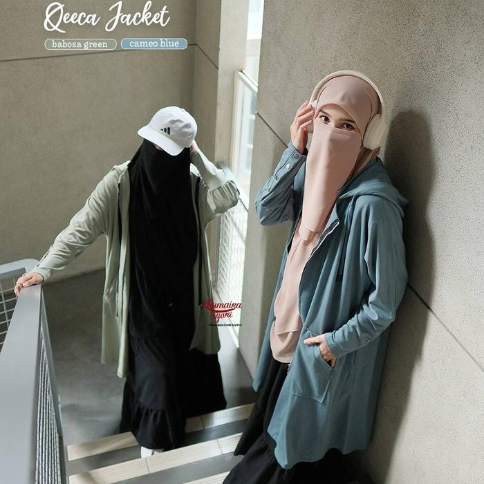 TERLARIS Qeeca dan Fuza Jaket by Khumaira Syari Long Jaket Outer Wanita Jaket Panjang Muslimah Syari