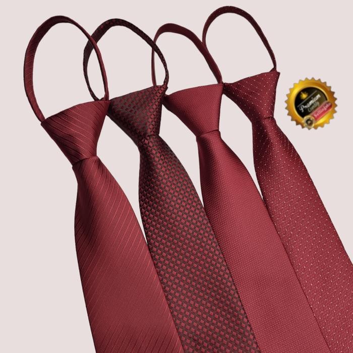 DISKON dasi merah maroon dasi kantor pria dasi instan deep maroon READY STOCK