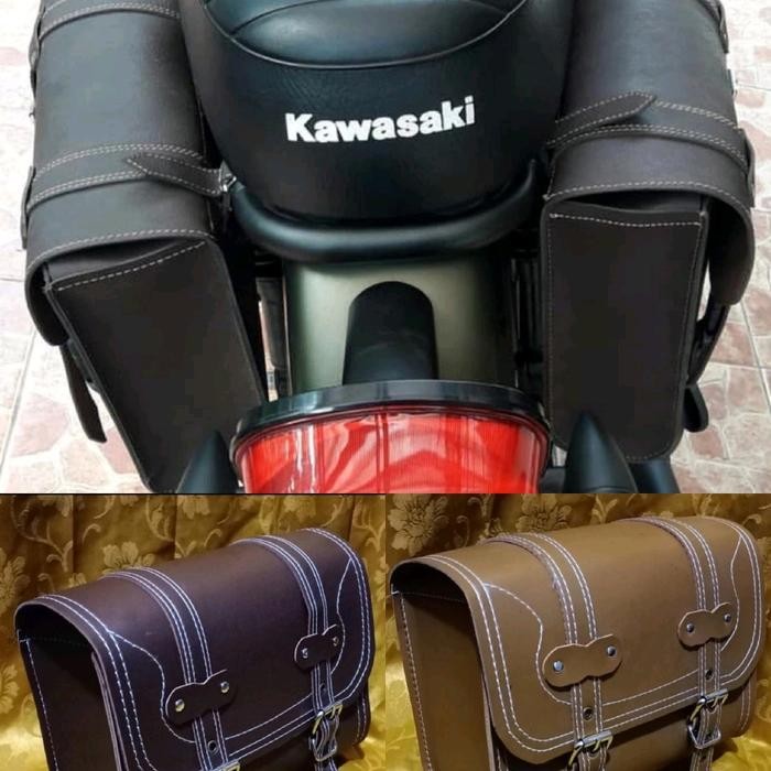 ORIGINAL Tas Motor Anti Kawasaki W175 / Tas Kulit W175 / Side Bag READY STOCK