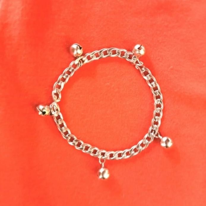 gelang kaki kerincingan bayi titanium sisik naga