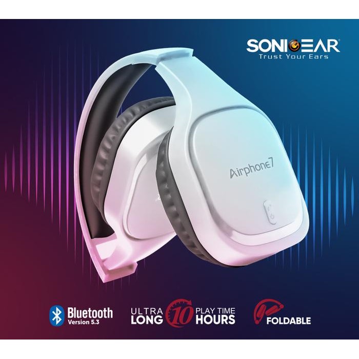 Headphone Wireless Sonicgear Airphone 7 Bluetooth Headphone Combo Stand Headset
