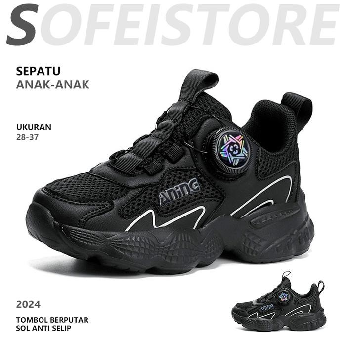 Piero Kidswear - Sepatu Olahraga Anak Sepatu Anak Luar Ruangan Anti Selip Sepatu Anak Hitam Sepatu