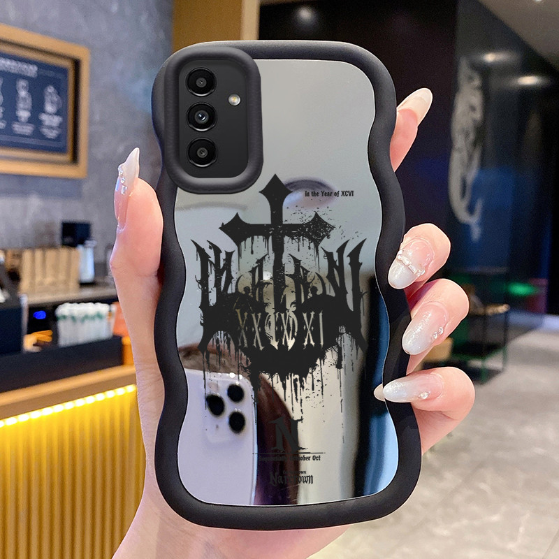 Casing Untuk Samsung A24 Case Casing Salib dan hantu Pola HP Cesing Macaron Kasing Mirror Silikon So