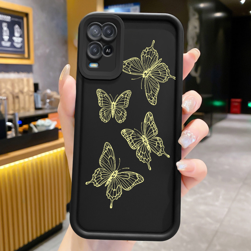 Casing Hp untuk OPPO A54 Case Hp Casing polakupu-kupu kuning HP Cesing mata Kesing Silikon Softcase