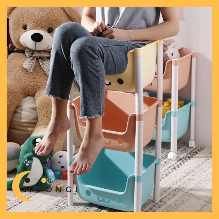 Rak Susun Rumah Tangga Rak Troli 4 Susun Mainan Anak Lucu Roda Kotak Penyimanan Q2 8804
