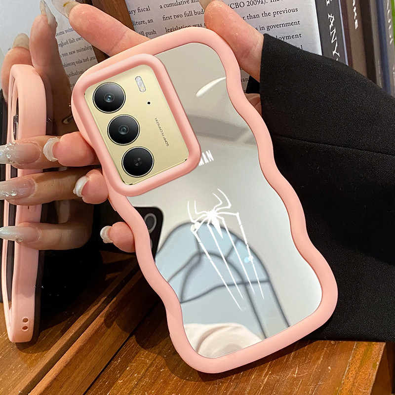 Casing Untuk Realme C75 C75X Case Casing HP Pola bekas kaki dan laba-laba Kesing Kasing Macaron Mirr
