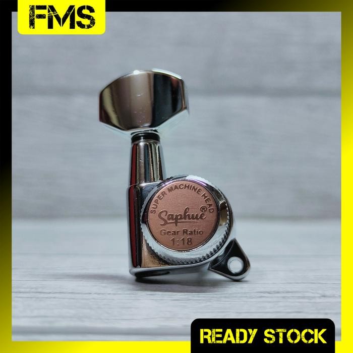 SAPHUE 1:18 Modern Locking Tuning Pegs Super Machine Head Tuner Dryer Peg Gitar Elektrik Chrome R