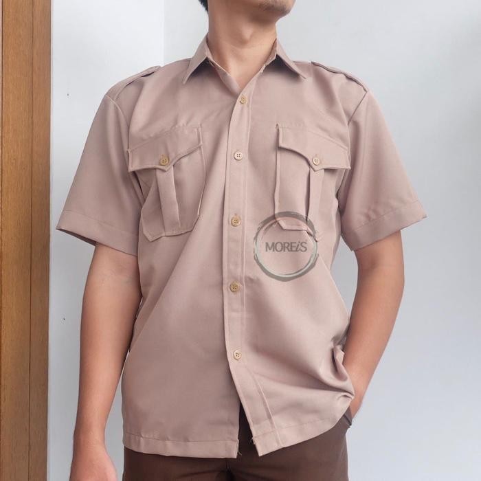 Seragam Baju Pramuka Pendek Laki Bahan Rapilo/Laricci