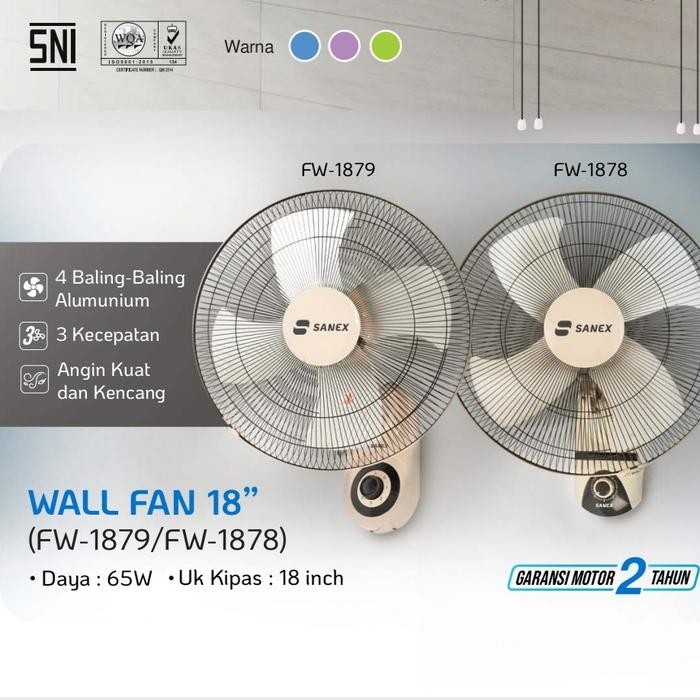 ORI kipas dinding Sanex 18 inch/kipas dinding Sanex blower