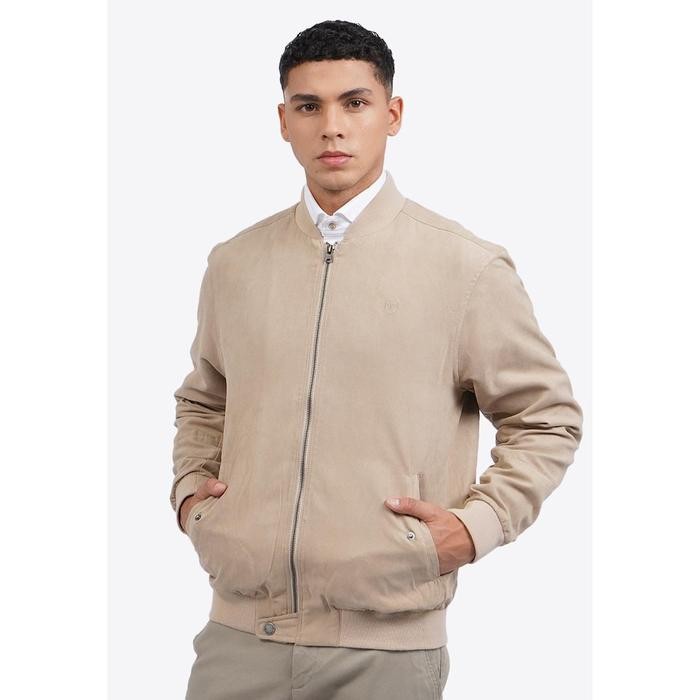 WOOD Signature Suede Bomber Jacket 2-JKXLXC125F105 BEIGE