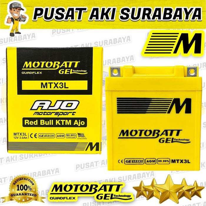 ACCU GEL MOTOBATT MTX3L ORIGINAL AKI MOTOR KAWASAKI NINJA SS NINJA 150