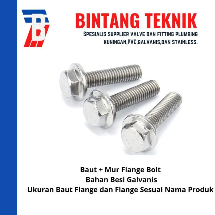 Baut Flange Bolt M22x90 10" inch Besi Galvanis