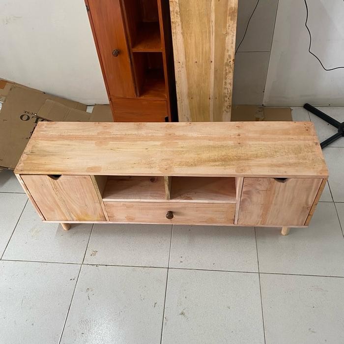 Meja Tv Natural Kayu Mahoni Furniture Promo 