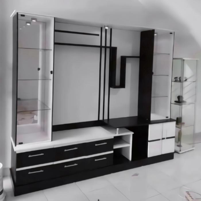 Nesya Interior Bufet Tv Partisi Max 55 Inch Rak Tv Lemari Pajangan Model Modern Bahan Mdf Board