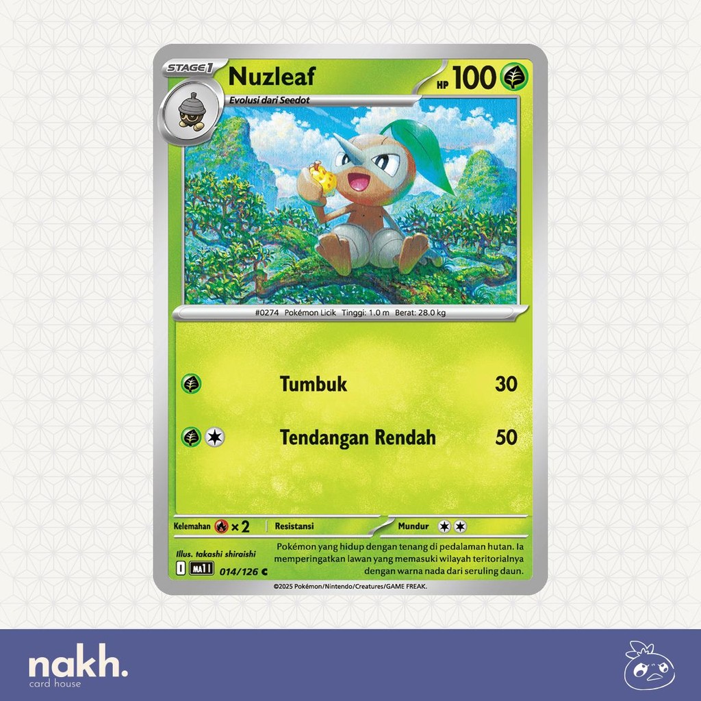 Kartu Pokemon TCG Indonesia Evolusi Mega MA1 014/126 Nuzleaf