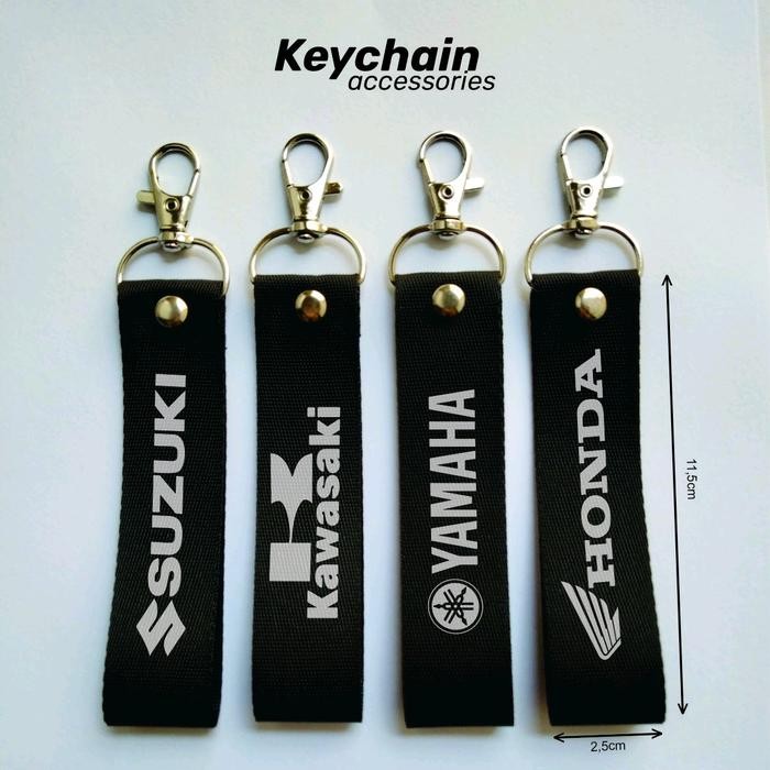 ASLI Keychain Webbing Gantungan Kunci Strap Printing Lanyard Motor Keren Yamaha Honda Suzuki