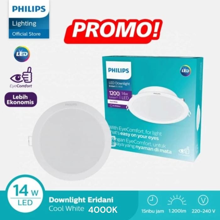 LAMPU DOWNLIGHT PLAFON LED PHILIPS 14W 4000K PHILIPS DOWNLIGHT ERIDANI 14 WATT 4000K NATURAL WHITE