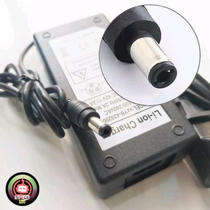 C.O yUK- Charger 36V Lithium Output 42V 2A Scooter Listrik Exotic Inokim Light Fiido Dyu Himo