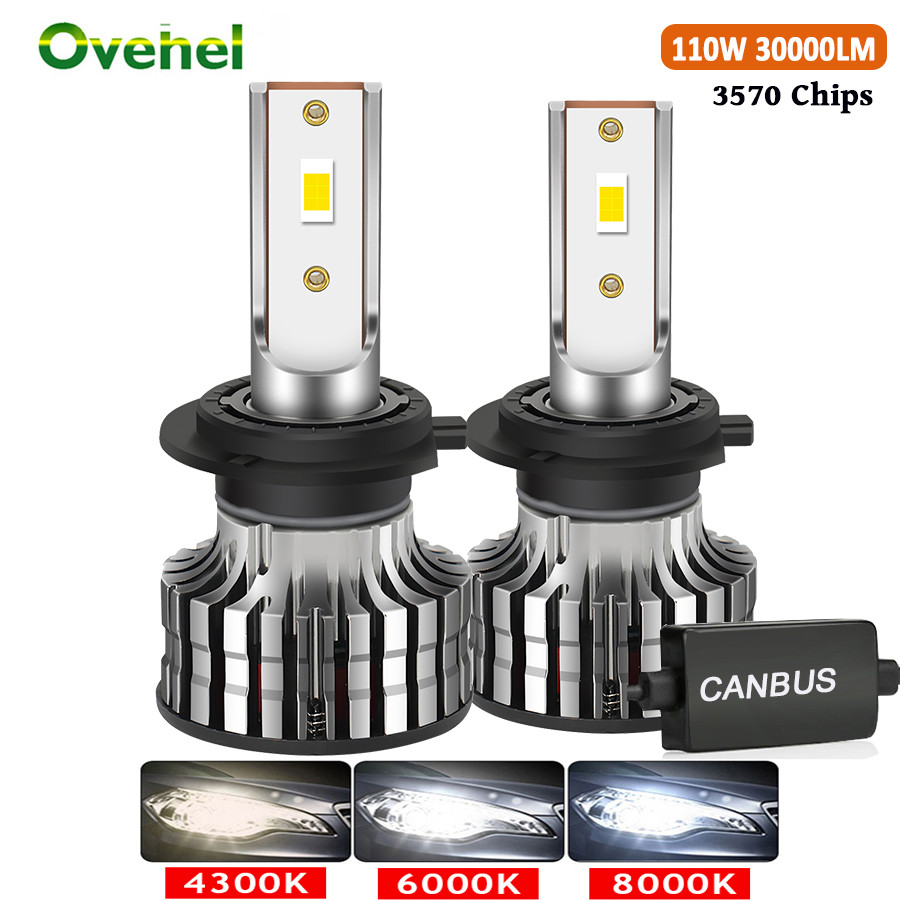 OVEHEL  Car Headlight 30000LM 110W Canbus H1 H3 H4 H7 LED  H8 H9 H11