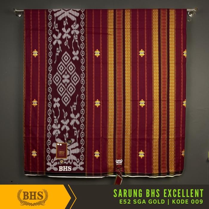 Prom0Besar- Sarung Bhs Excellent Gold Motif E52 Sga Bahan Mercerized Cotton Kain Sarung Tenun