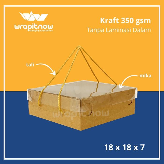 4psy- (20 Pcs) Dus Kraft Mika 18X18X7 Jendela Kotak Nasi Box Nasi Berkat Catering Dus Bolu