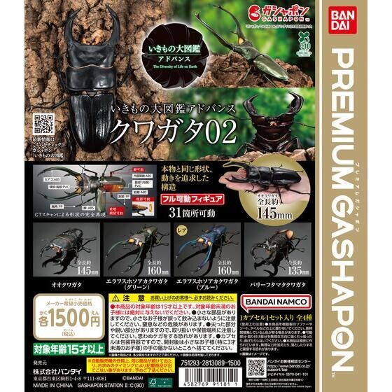 [1pc random] Ikimono Encyclopedia Advance Stag Beetle 02 BANDAI capsule toy gashapon gacha