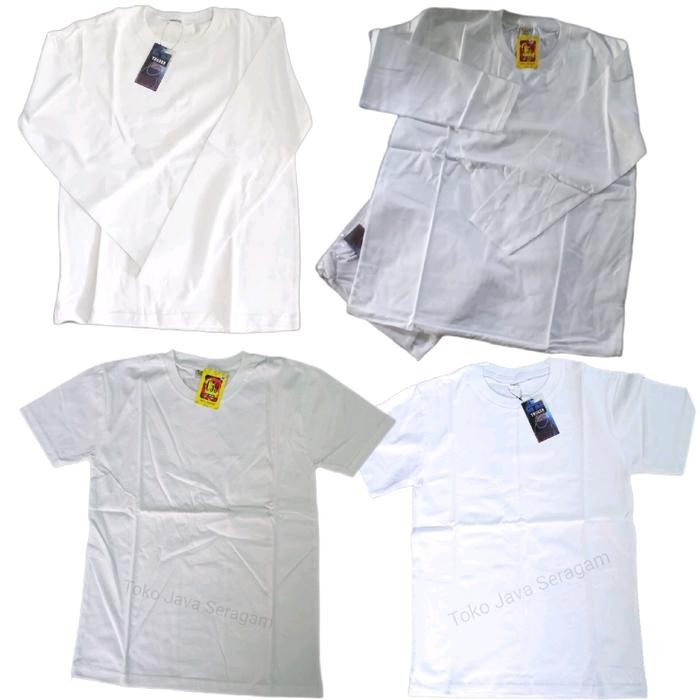 Baju Seragam Kaos Polos Putih Lengan Panjang Pendek S M L XL XXL C59 Troser new