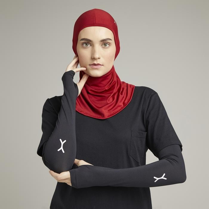 BRG BARU FLEXZONE Hijab Sport Instan FAH-001 panjang muslim kerudung nyaman spandex hitam
