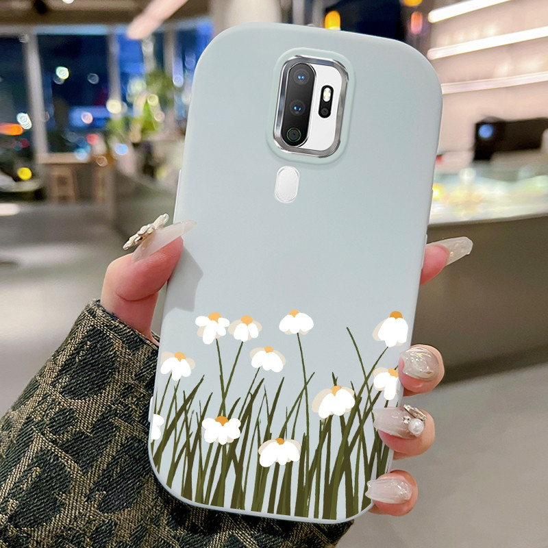 Casing Hp Untuk OPPO A5 2020 A9 2020 Case Casing Bunga HP Kasing bulat gemuk Cesing Silikon Softcase