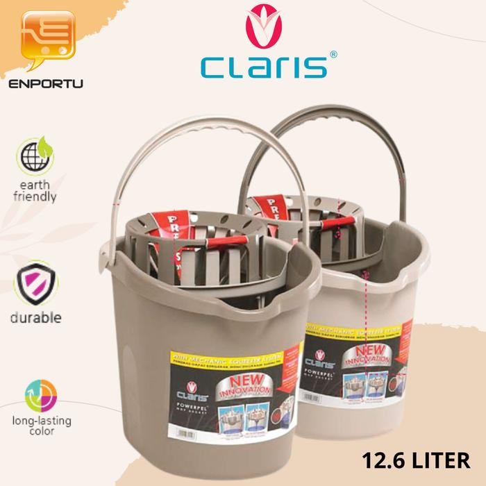 Claris Ember Pel Putar - Powerpel Mop Bucket 3111 Abu Coklat