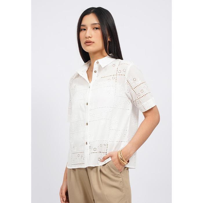 Et Cetera Short Sleeve Eyelet Blouse ECRU - ECRU, 4