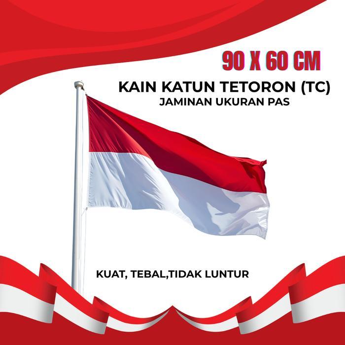 Bahan Kain Katun Tetoron (TC) 90 x 60 cm Bendera Indonesia Merah Putih