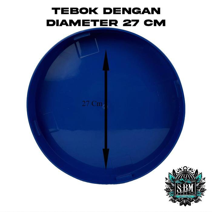 TEBOK PLECI MOTIF DIAMETER 27CM WARNA MERAH WADAH UNTUK SANGKAR KANDANG BURUNG PLECI