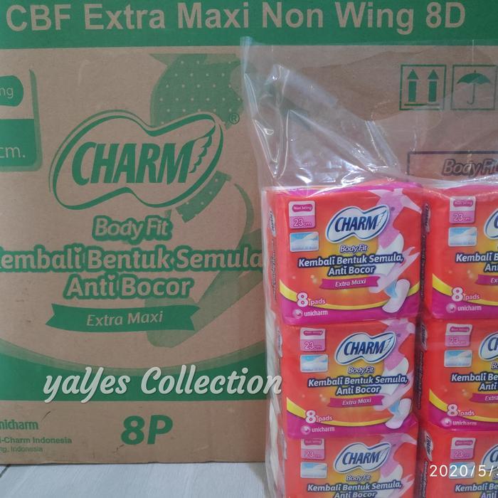 Charm body fit pembalut 8 park x 6 pads non wing 23 cm anti bocor cham