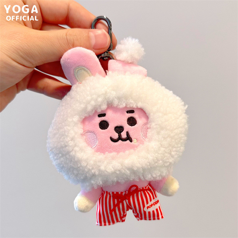 10Cm Anime New Bt21 Cooky Tata Cartoon Plush Toy Y2K Creative New Plush Doll Keychain School Bag
