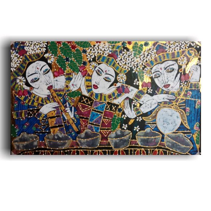 PRODUK TERBATAS Lukisan Dekoratif Bali, Lukisan Tradisional Bali, Lukisan Kanvas Buatan Tangan.