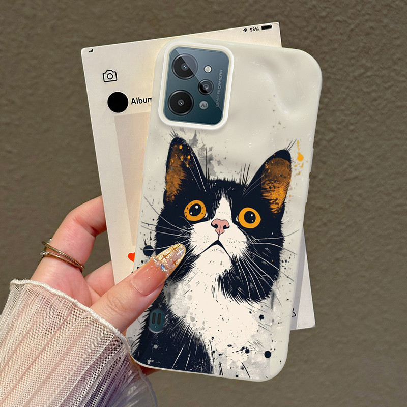 Casing Hp Untuk Realme C31 Case Kucing sapi kartun Kasing selebgram suka Cesing Kesing Silikon tekst