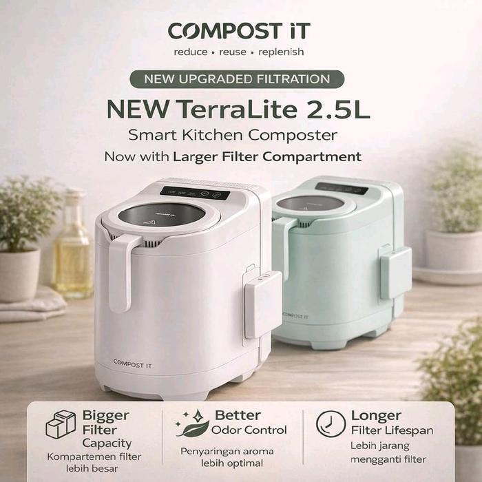 Compost It - TerraLite Smart 2.5L Mesin Kompos Otomatis Smart Food Waste Composter Pengolah Sampah