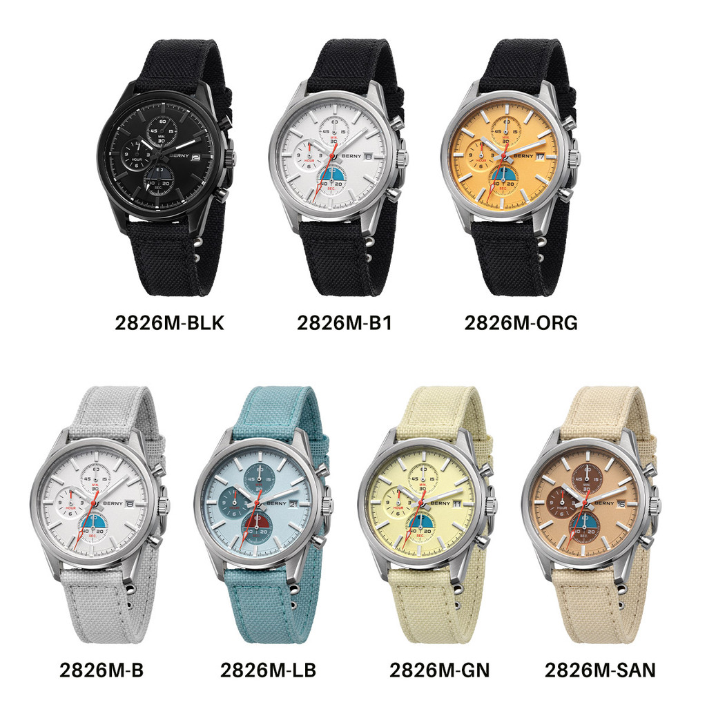 BERNY Top Quartz Chronograph Men's Watches Luminous Miyota 0S10 Sapphire AR Coated 5ATM Waterproof