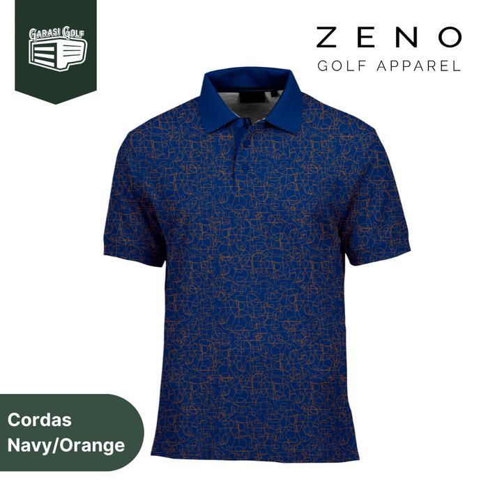 ZENO Mens Polo Cordas Navy/Orange - Kaos Polo Shirt Golf Pria