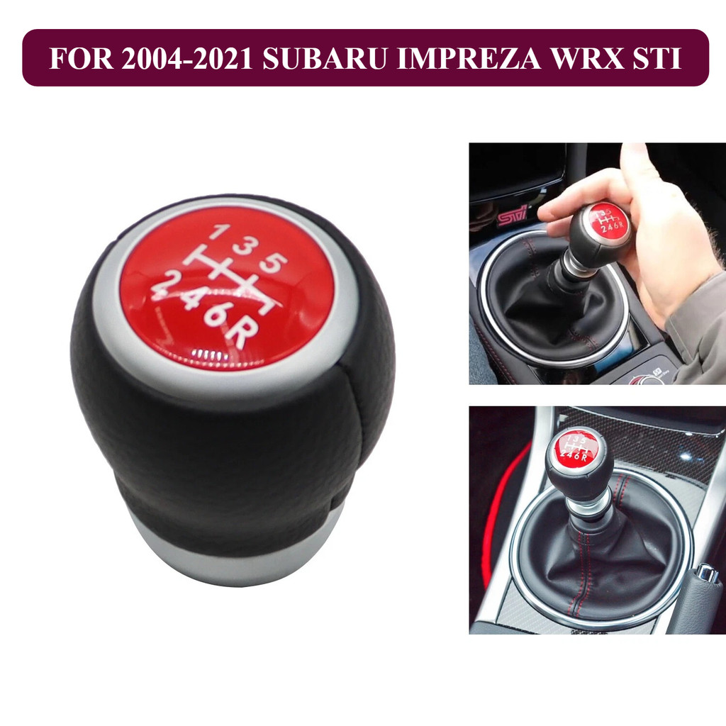 FOR 2004-2021 SUBARU IMPREZA WRX STI 6-SPEED SHIFT KNOB LEATHER SIX GEAR SHIFTER