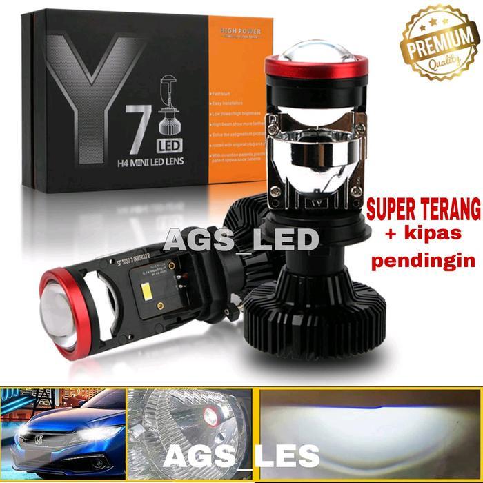 LAMPU LED Y7D PROJECTOR H4 LED SUPER BRIGHT PREMIUM / LAMPU UTAMA MOBIL MOTOR SOKET H4 Y7 PREMIUM