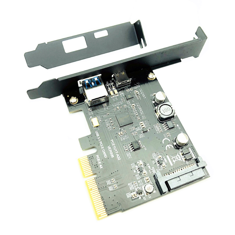 Usb 3.1 Type C Pcie Expansion Card Pci-E To Usb3.1 Gen 2 10Gbps Usb Type-C + Usb3.0 Type A Riser