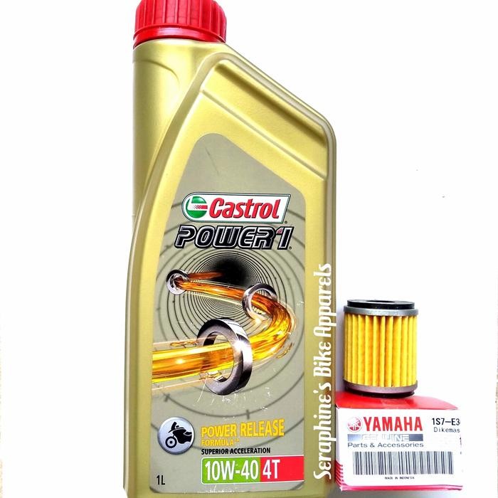 Paket Castrol Power 1 10W40 1L+Filter Oli R15 Vixion Nvl Xabre Mx King