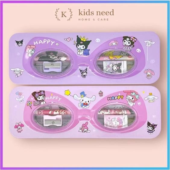 

Kotak Pensil Kaleng ada ISI model kacamata / Pensil Case Kaleng Karakter / Pensil Box Set Kuromi