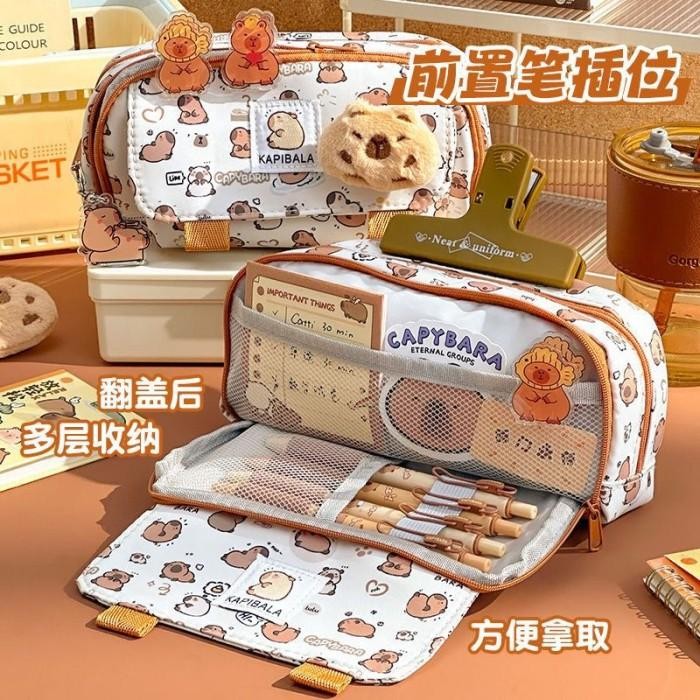 

Kotak Pensil Boneka Bulu Lucu CAPYBARA! PATTERN Edition Gwiyeo Pencil Case Stationery Bag Kawaii