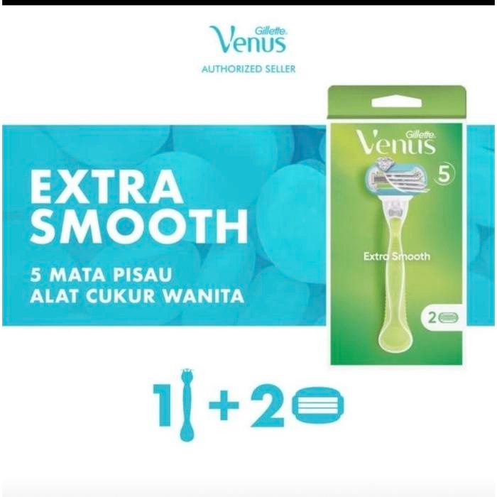 Ready Stock Gillette Venus Extra Smooth Isi 1 Gagang + 2 Refill Alat Cukur
