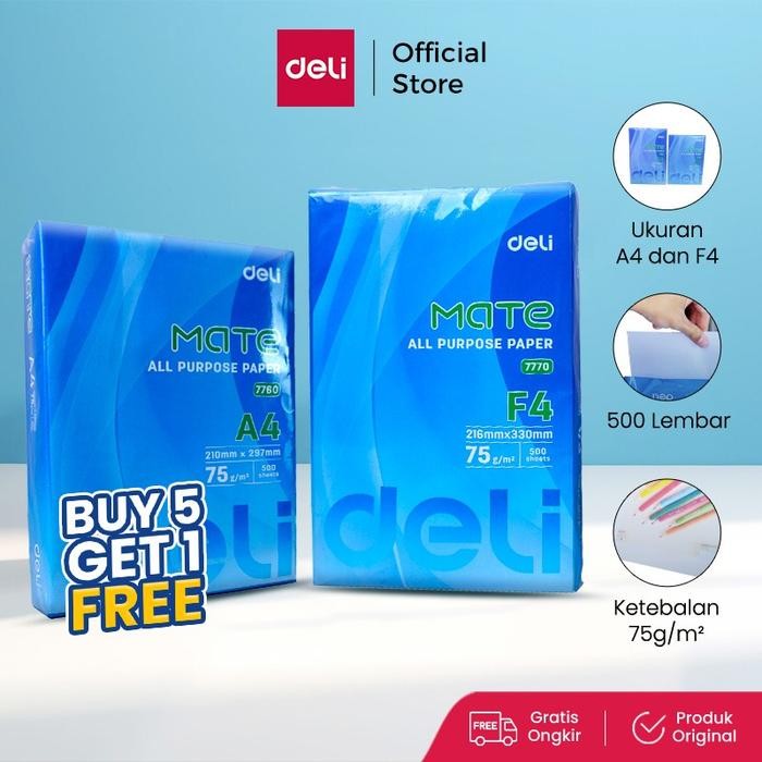Deli Kertas HVS / Copy Paper 500 lembar A4 F4 E7770